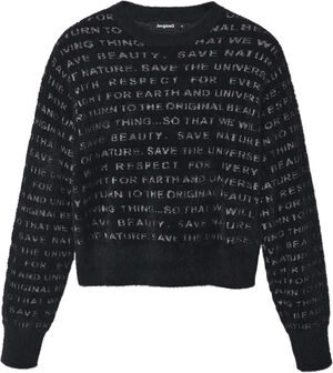 Oversize fur jumper with text