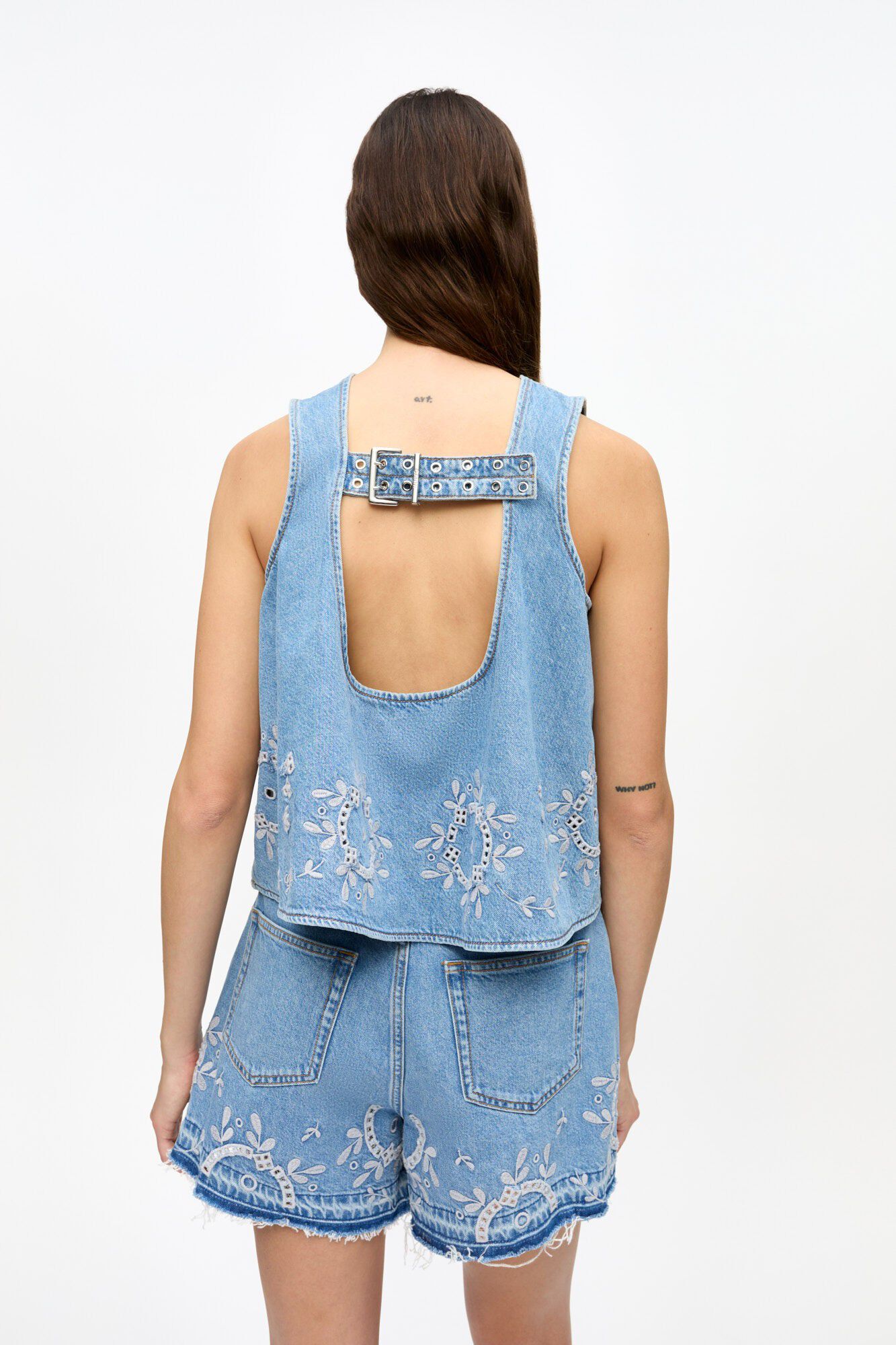 Broderie Anglaise Denim Top