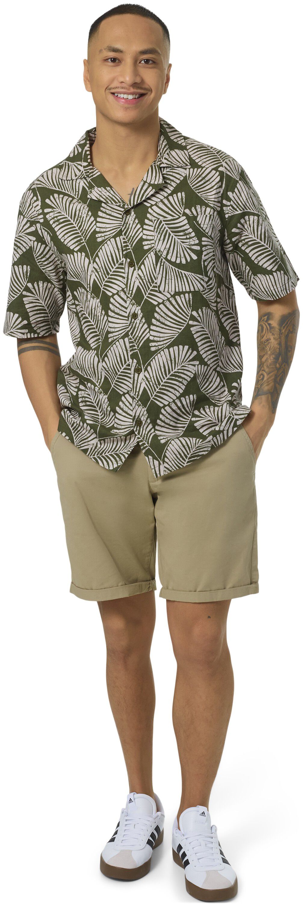 Linen Mix Printed Skjorte