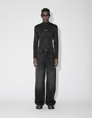 Logo Stretch Jersey Turtleneck Long Sleeve