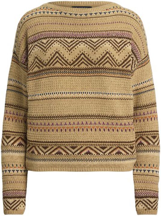 Geo-Striped Cotton-Linen Sweater