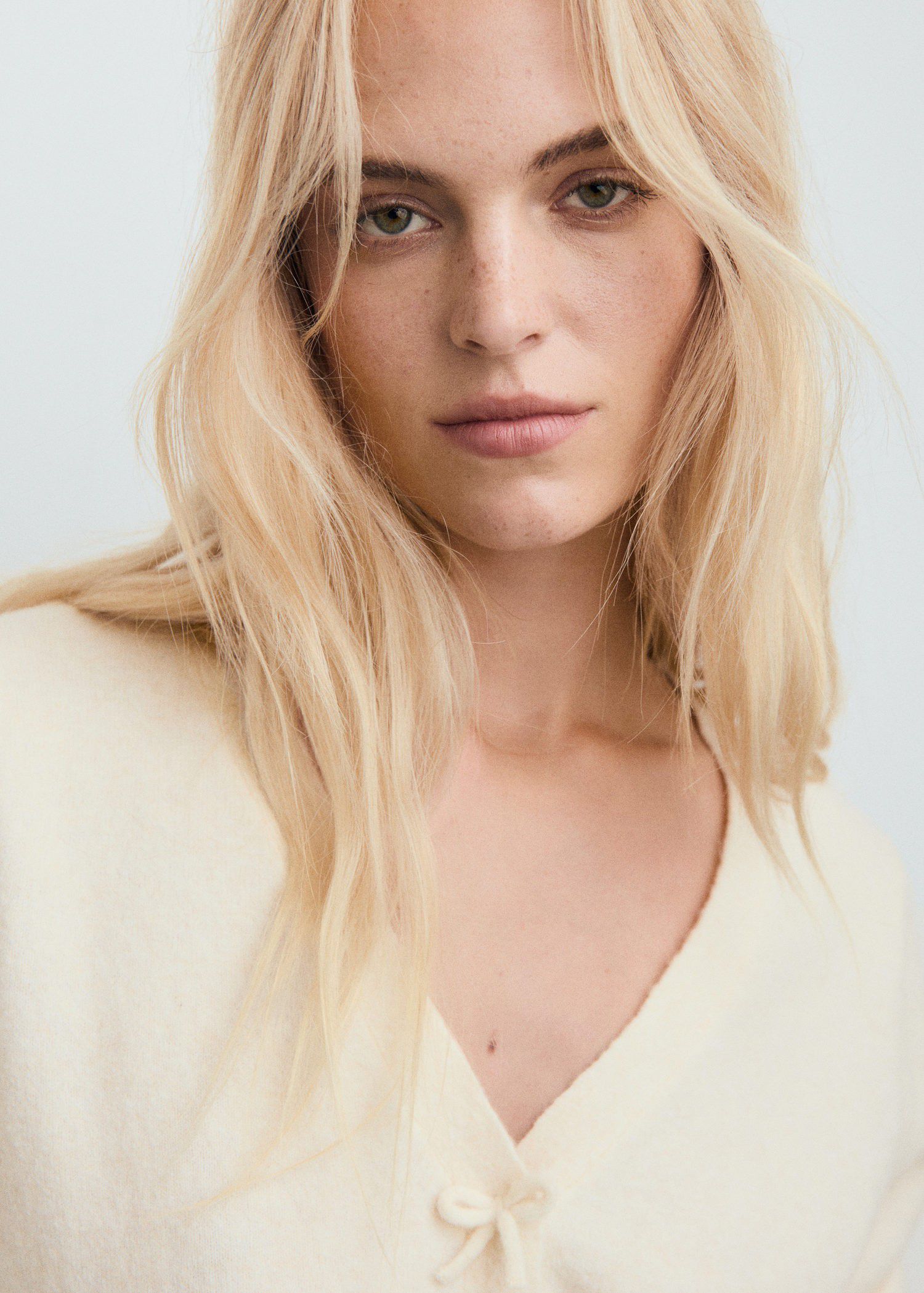 V-neck wool blend cardigan