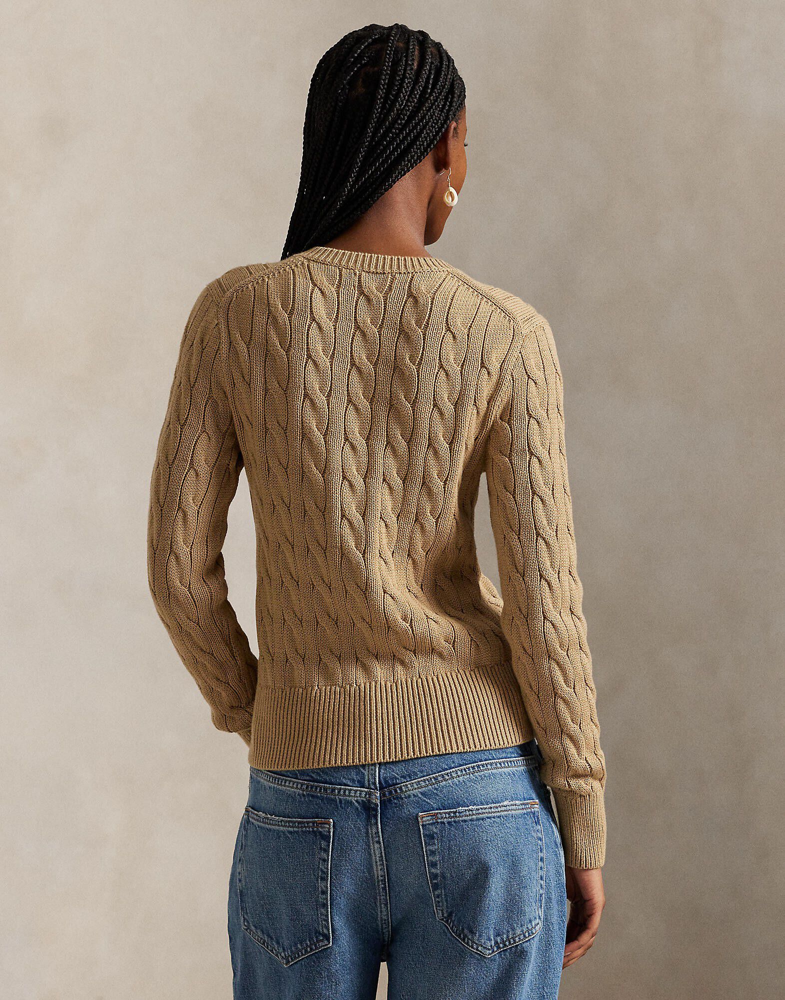 Cable-Knit Cotton Crewneck Cardigan