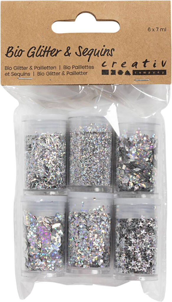 Bio-glimmer & Pailletter, r&oslash;d, 6x7ml.