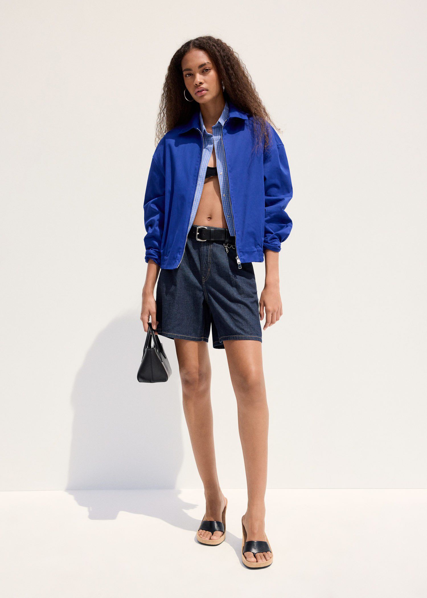 Mid-rise denim bermuda shorts with