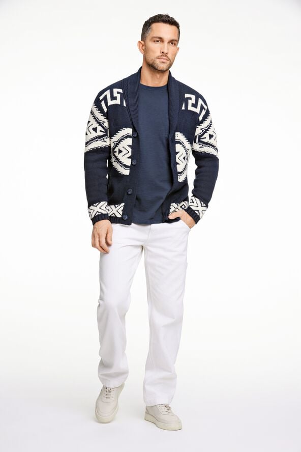 Shawl collar intarsia cardigan