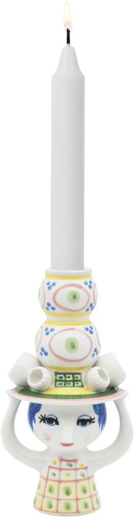 Lady with hat Lysestage H16 cm pink