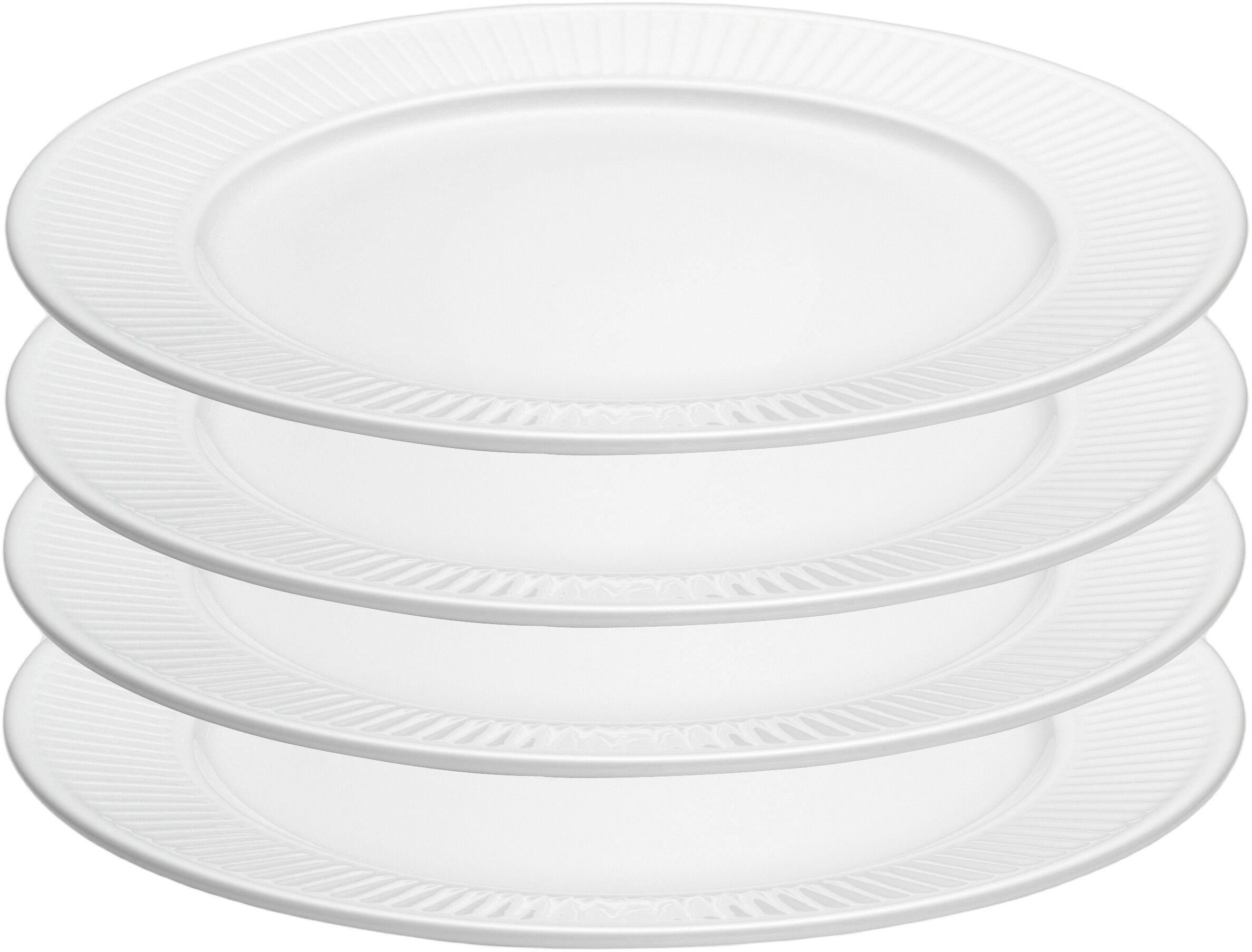 Tallerken flad Pliss&eacute; 28 cm 4 stk. Hvid