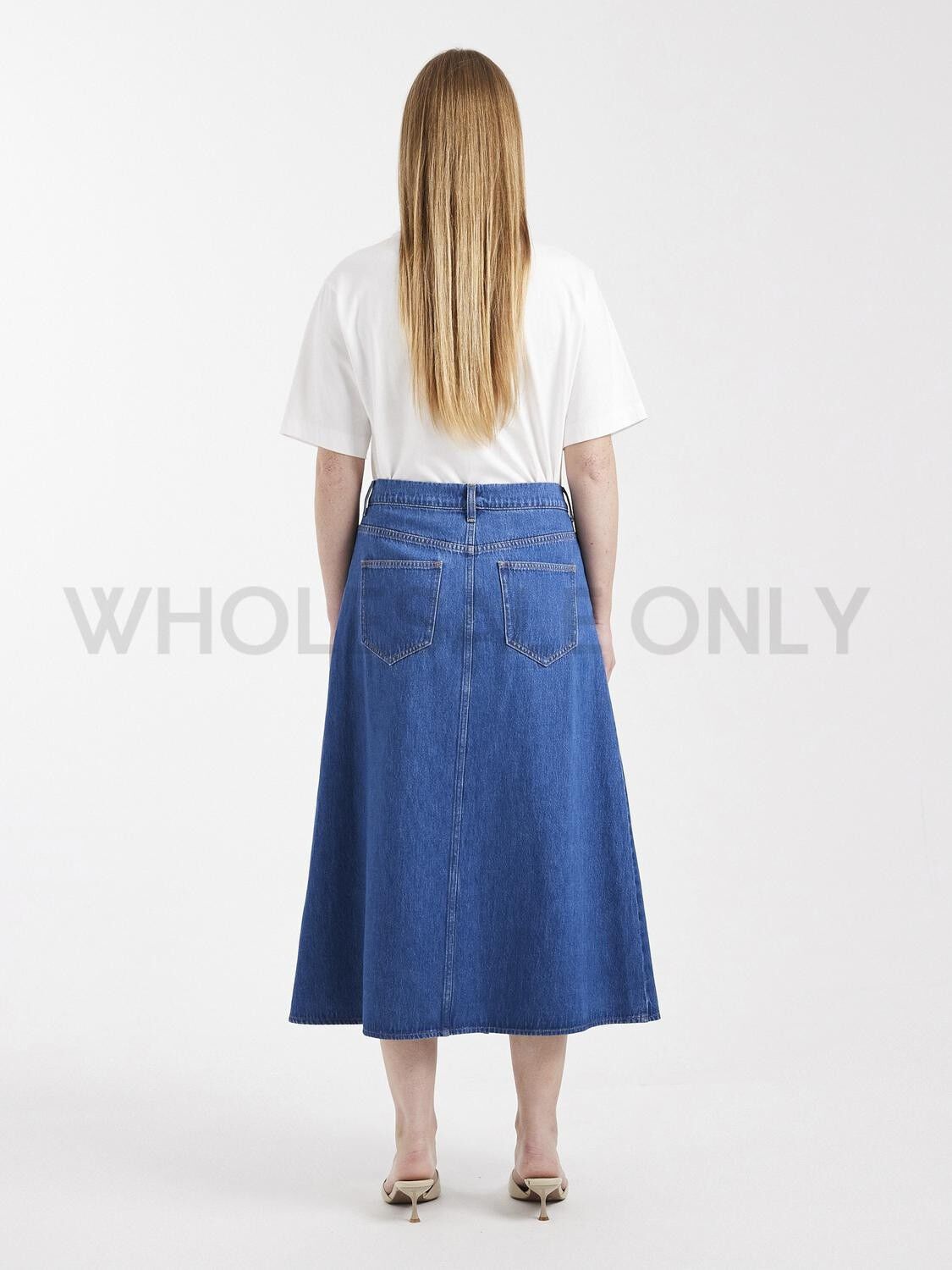 TSABBY WRAP DENIM MIDI SKIRT DB DNM
