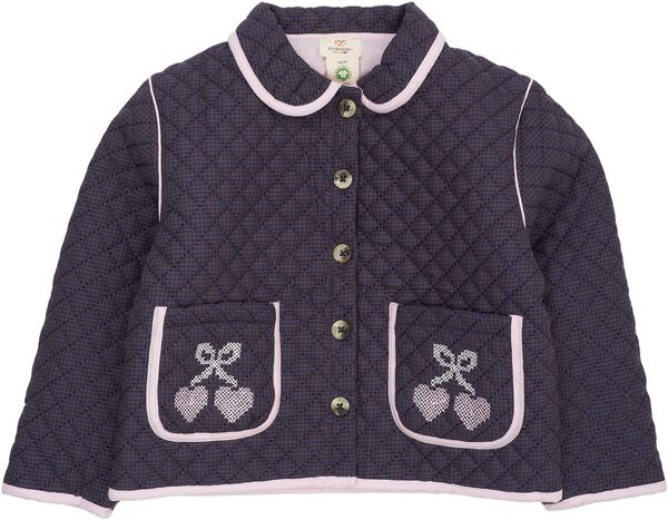 CHECKERED QUILTED JACKET W. EMB.