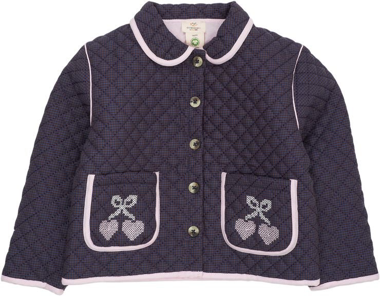CHECKERED QUILTED JACKET W. EMB.