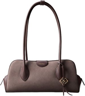 Suede Emblem Logo Shoulder Bag