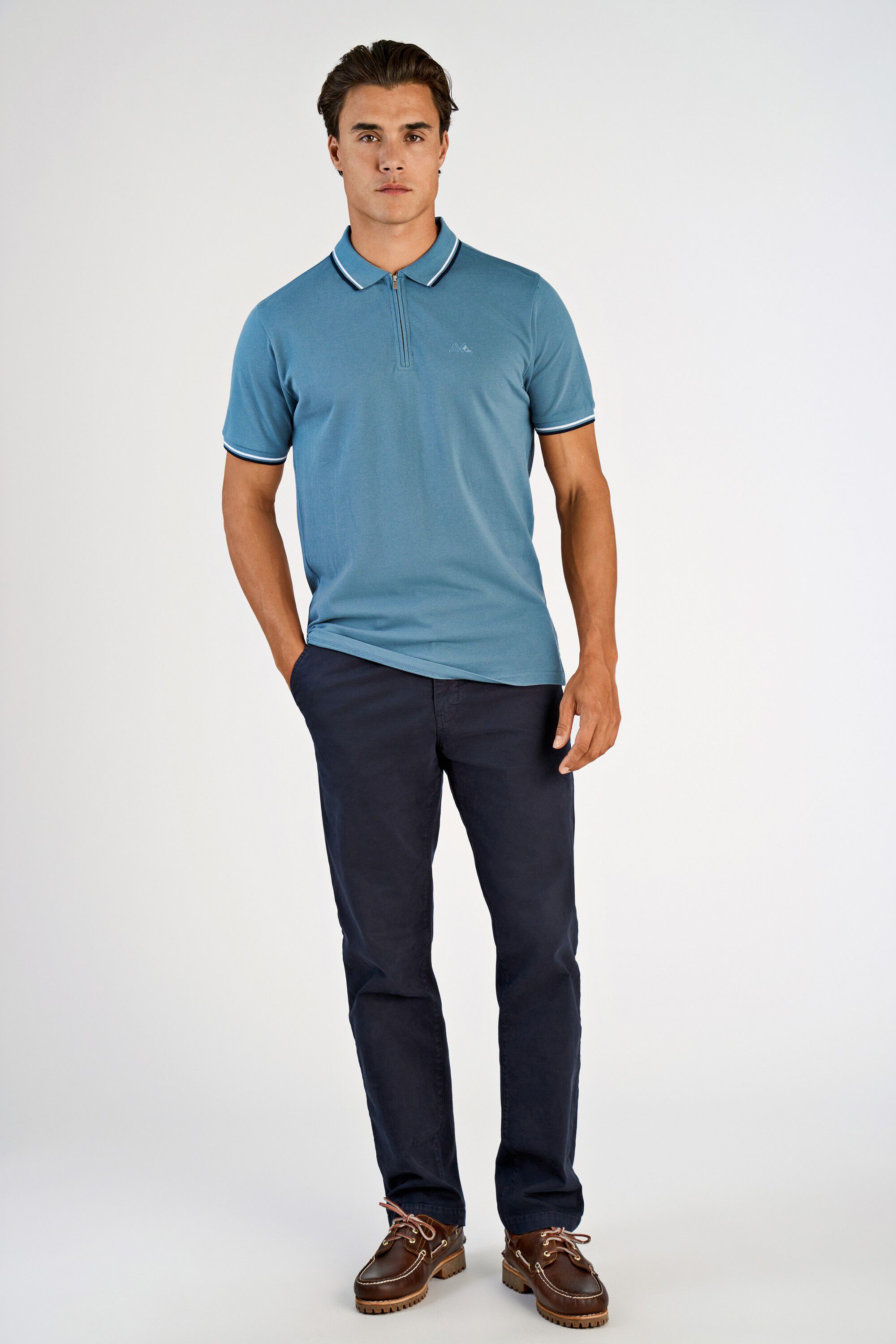 Polo shirt w. zip neck