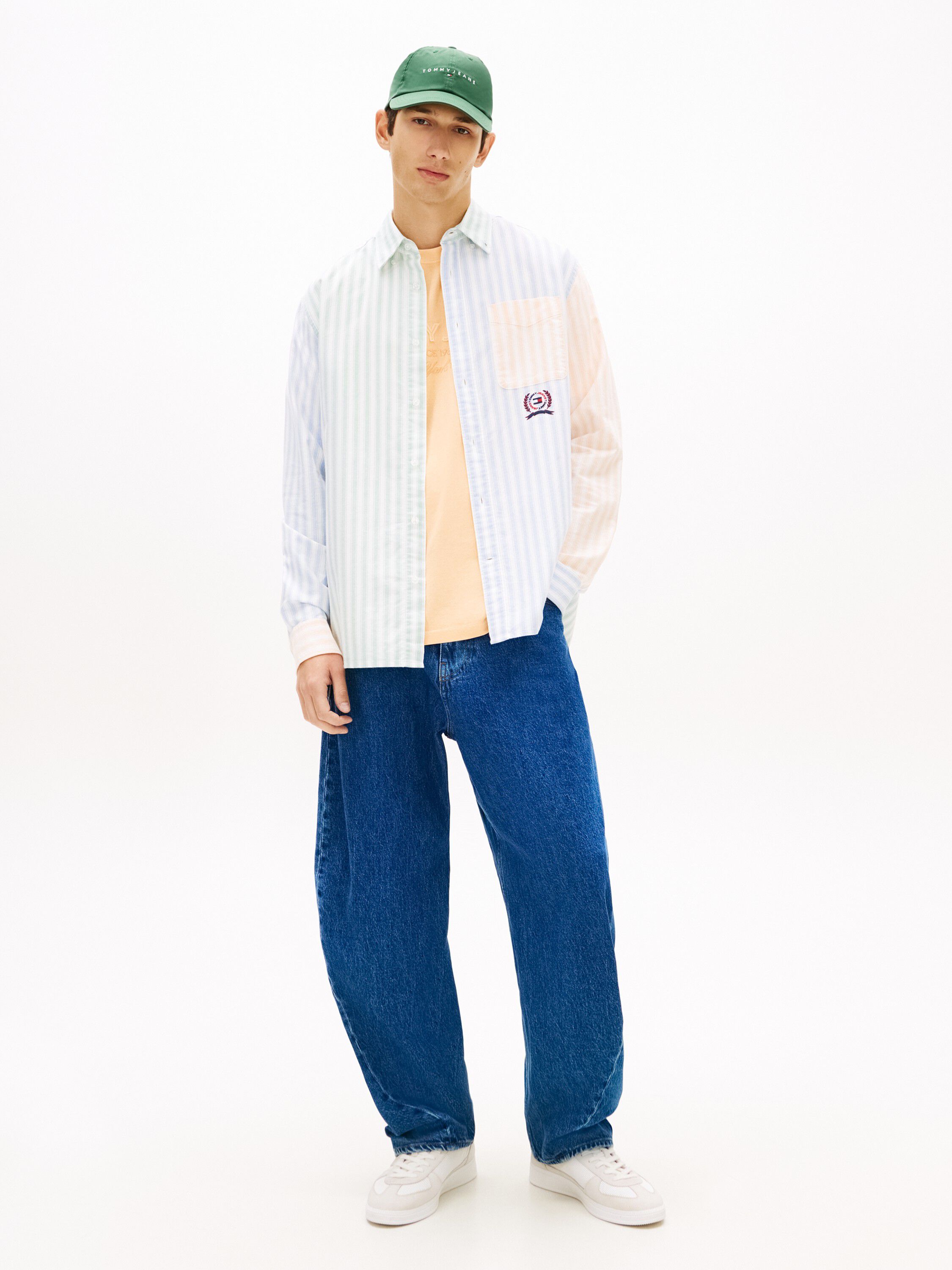 Relaxed Fit Colour-Blocked Stripe Oxford Shirt