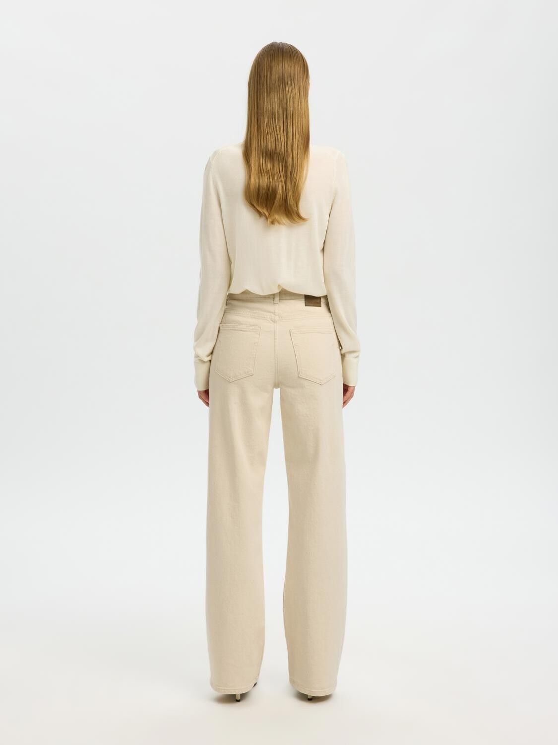 SLFWIDE BEA-KORI ECRU 609 HW JEANS