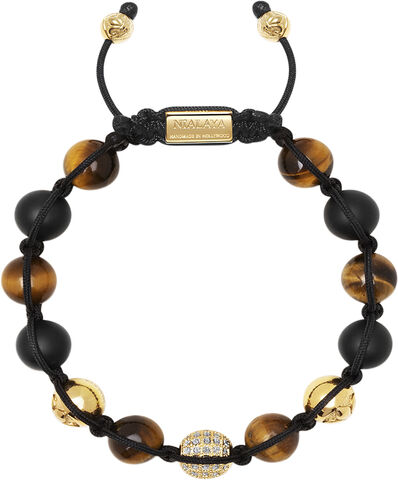Men's Beaded Bracelet with Matte Onyx, and Brown Tiger Eye