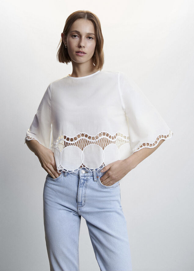 Embroidered oversized blouse