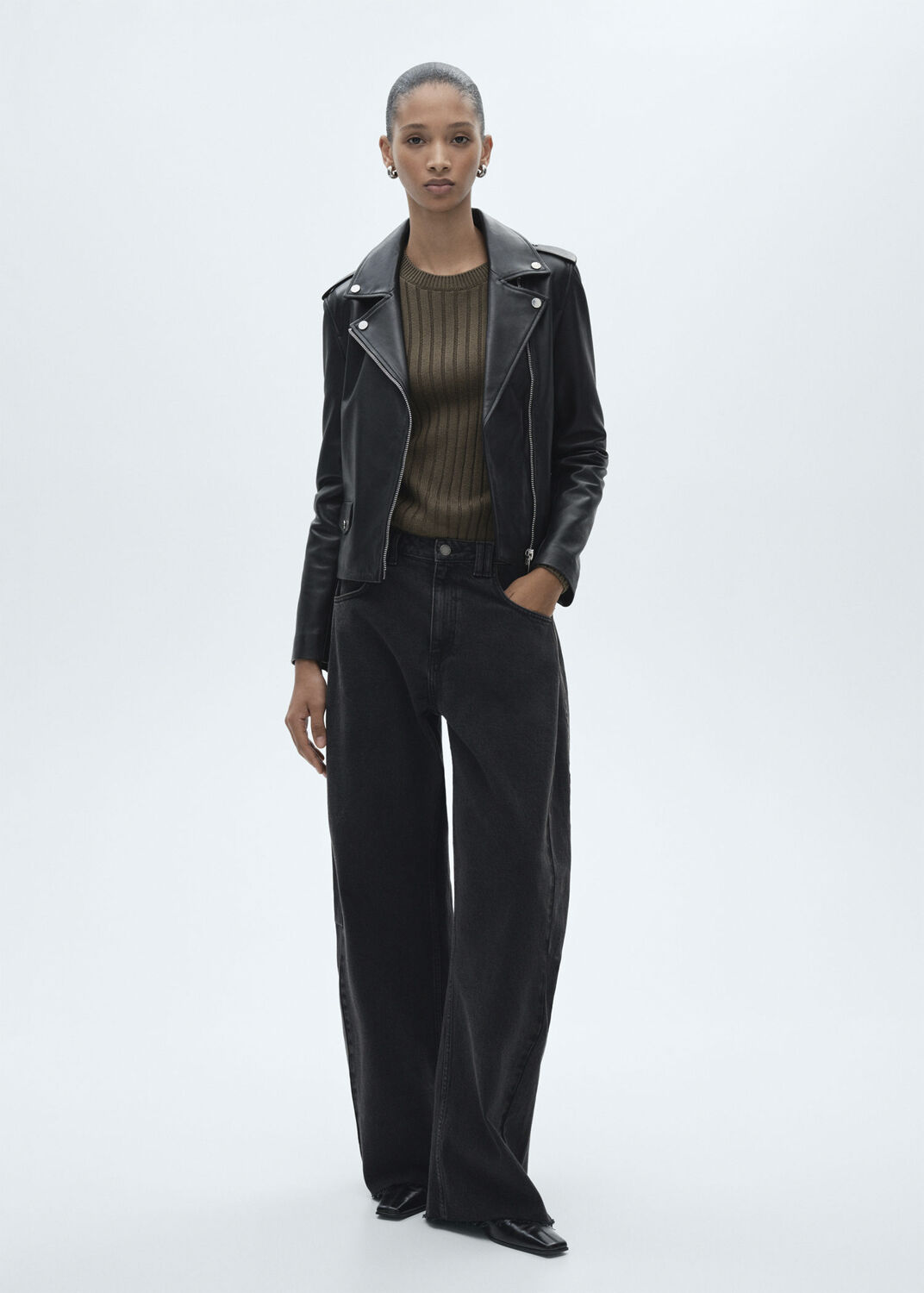 Leather biker jacket