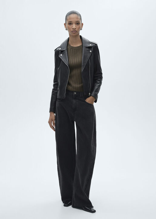 Leather biker jacket