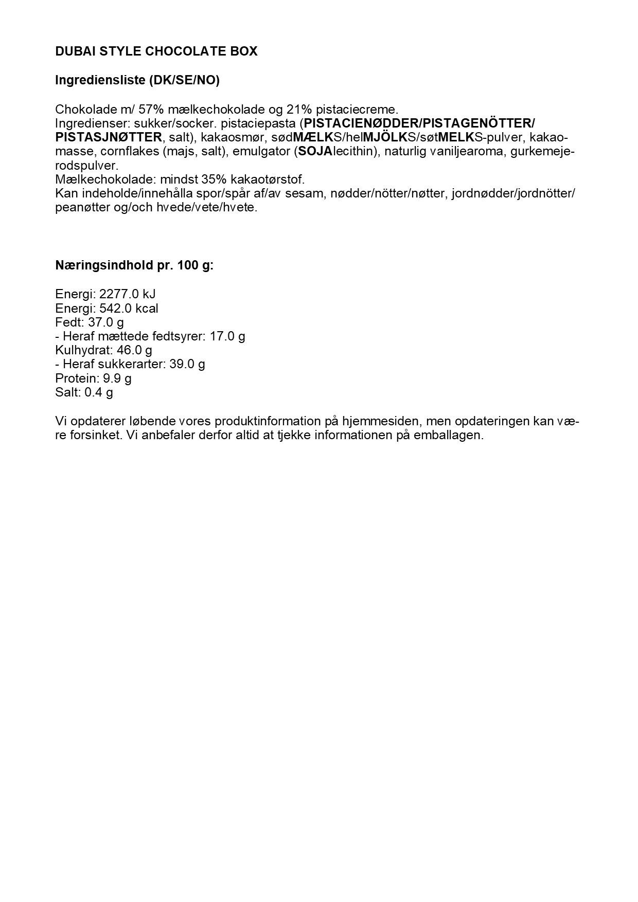 Simply&reg; DUBAI STYLE CHOCOLATE chokolade&aelig;ske (150g)