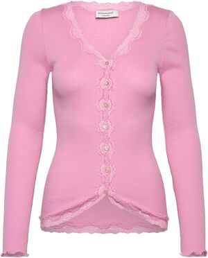 Silk cardigan regular ls w/rev vintage lace