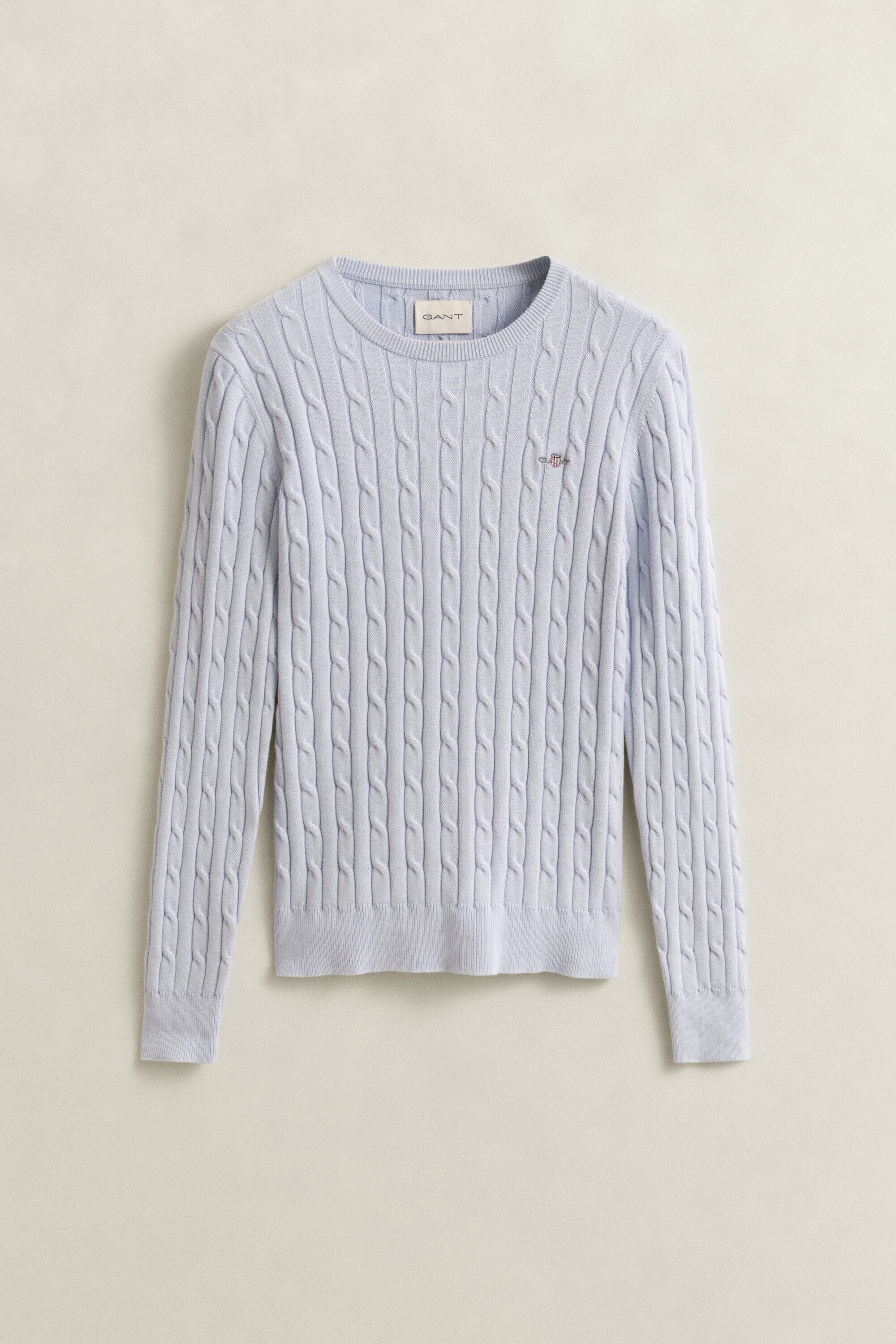 STRETCH COTTON CABLE C-NECK