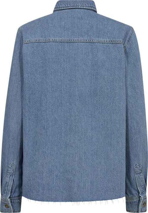 IVY-Uta Distressed L/S Shirt Wash Mid Blue