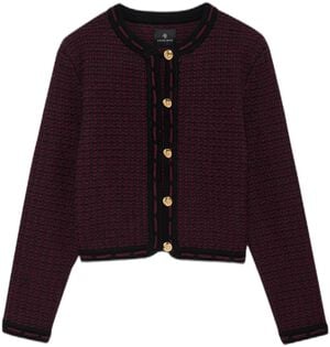 NORA TWEED CARDIGAN - BURGUNDY