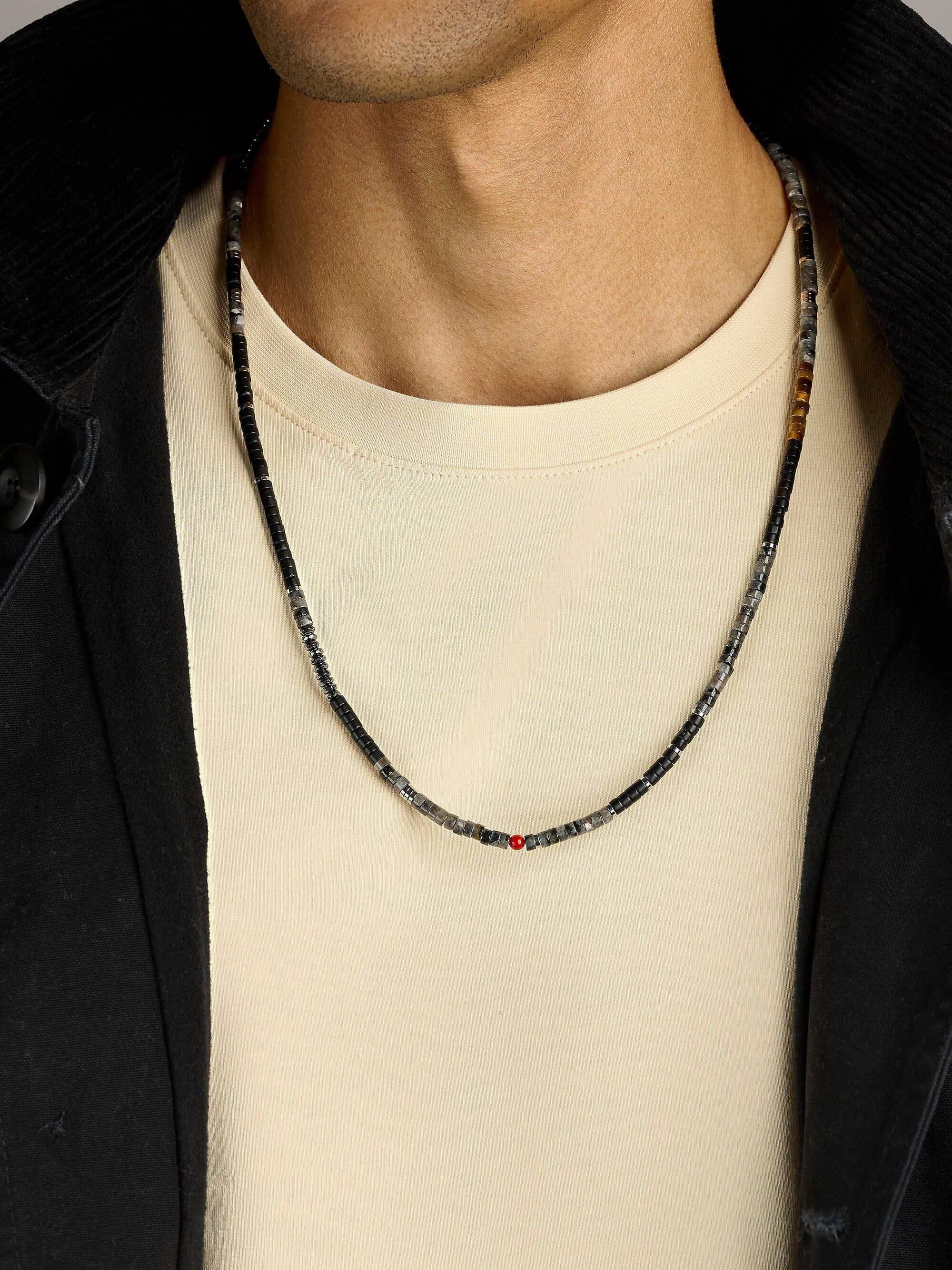 Black Onyx & Labradorite Heishi Necklace