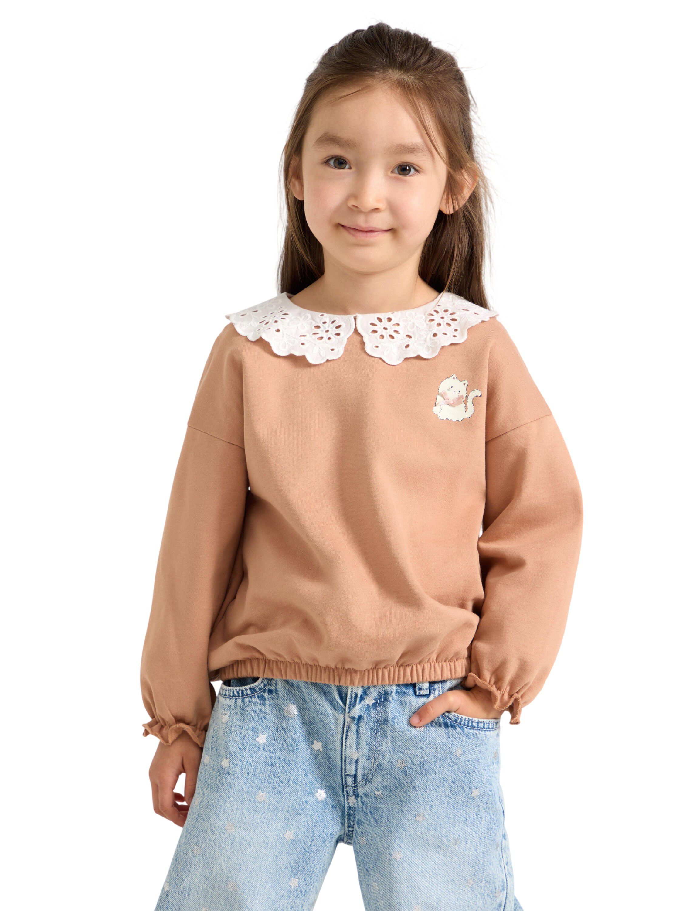 Sweatshirt med krage i broderie ang