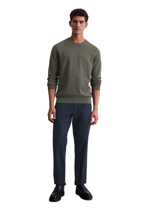 Crewneck, cotton slub, piqué struct