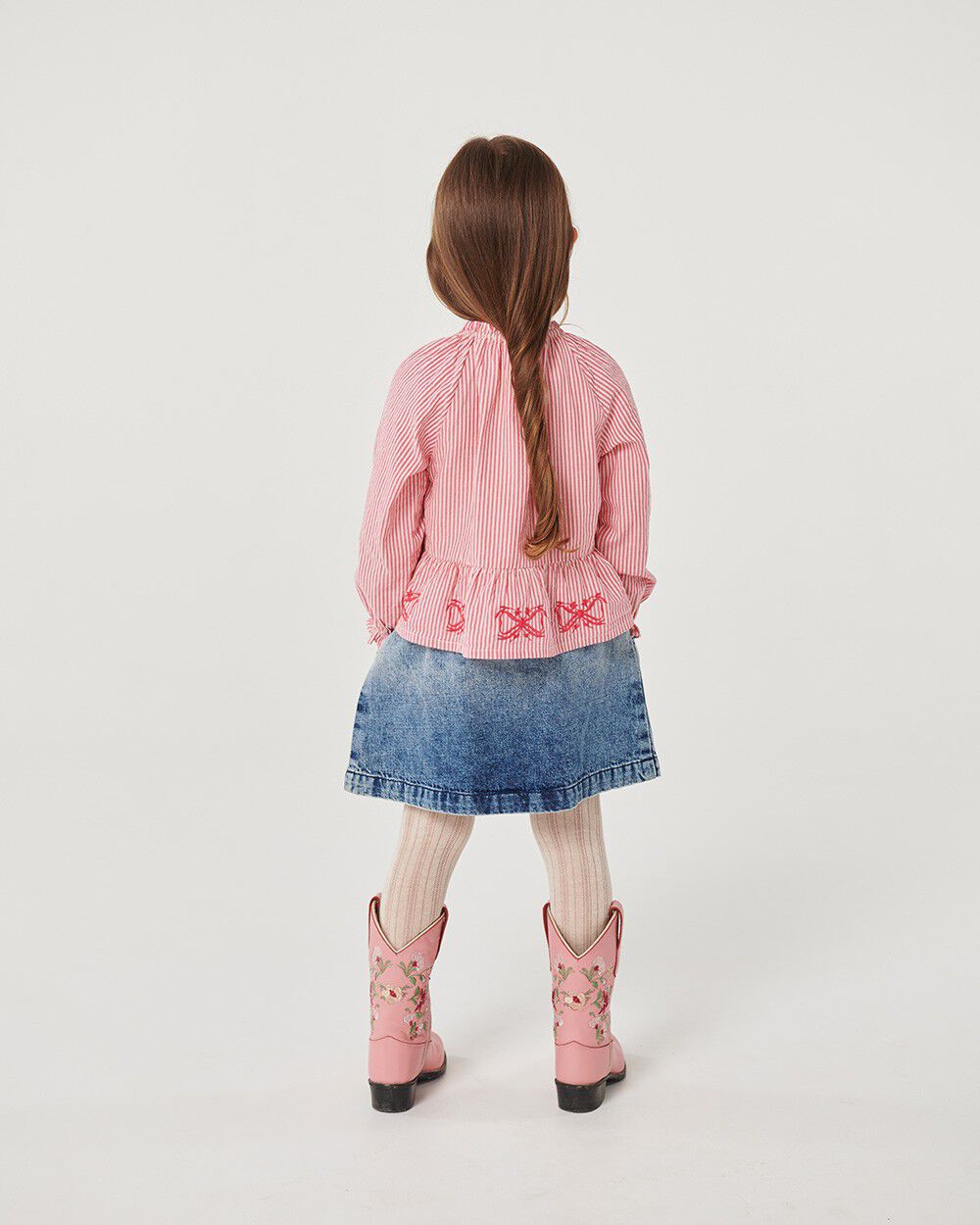 Denim Skirt w. Block Spray