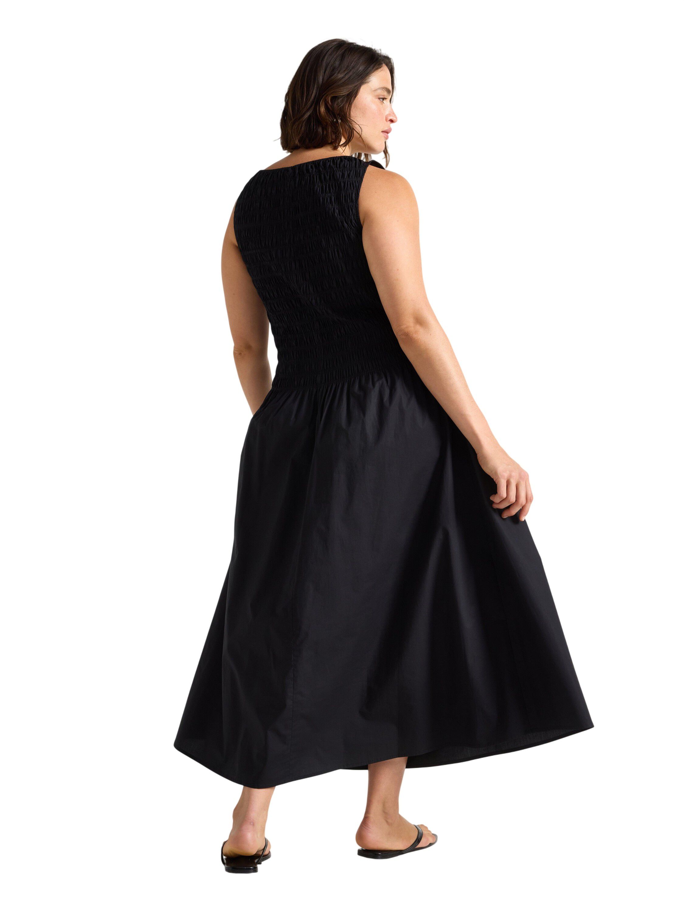 Sleeveless woven cotton dress with
