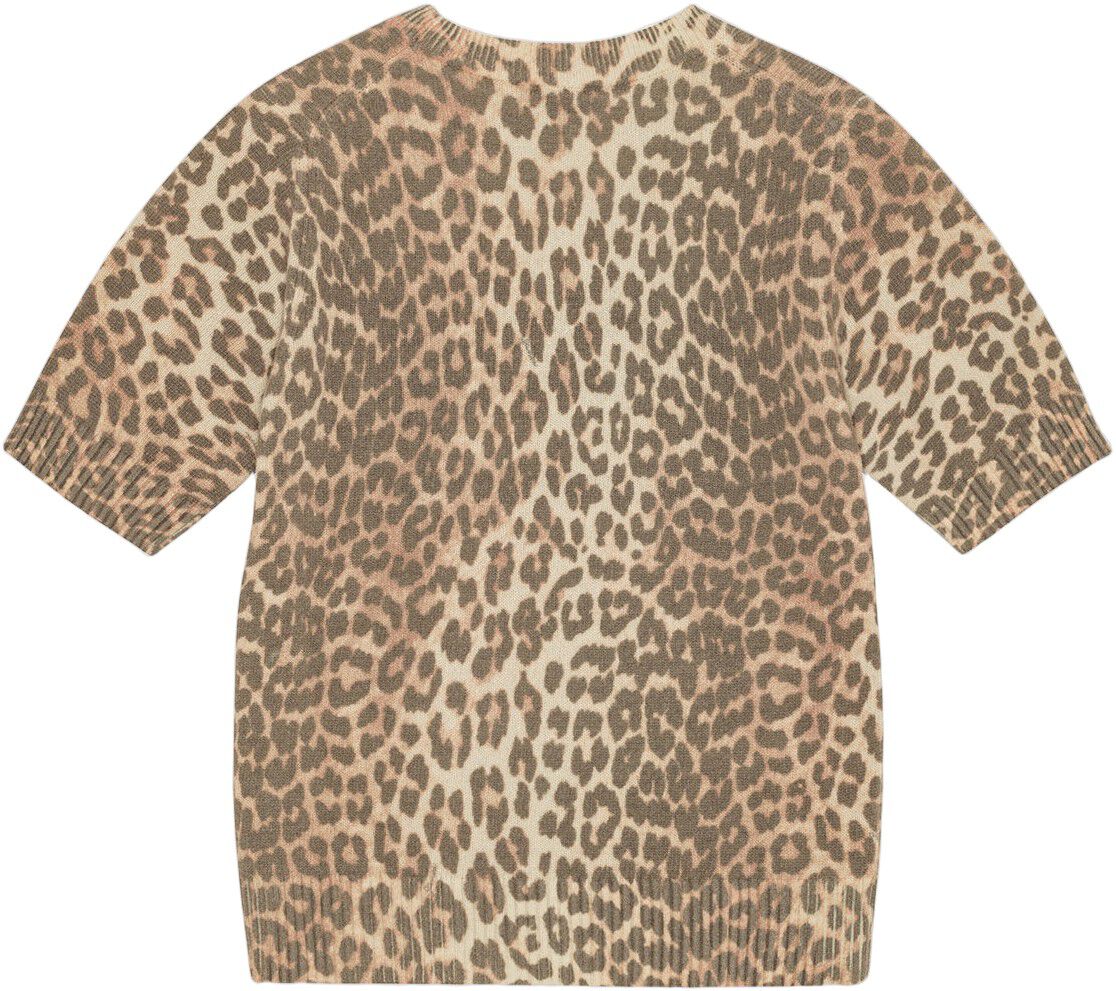 Graphic Wool Mix Printed Leopard T-