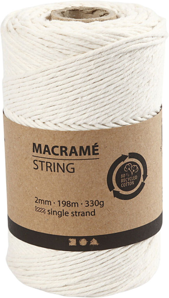 Macram&eacute; snor, L: 198 m, diam. 2 mm.