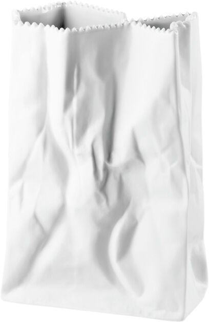 Bag vase 18cm, Weiss matt, Do not litter