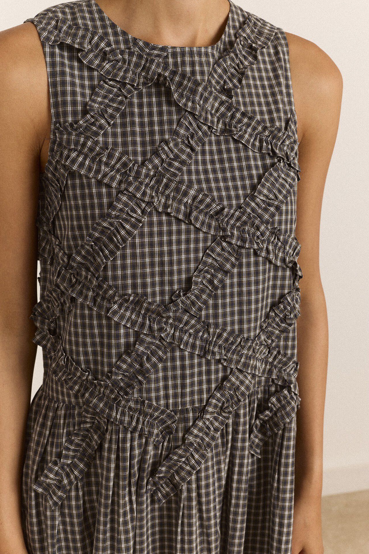 ELORA MIDI SLEEVELESS MIDI DRESS - LYRA CHECK