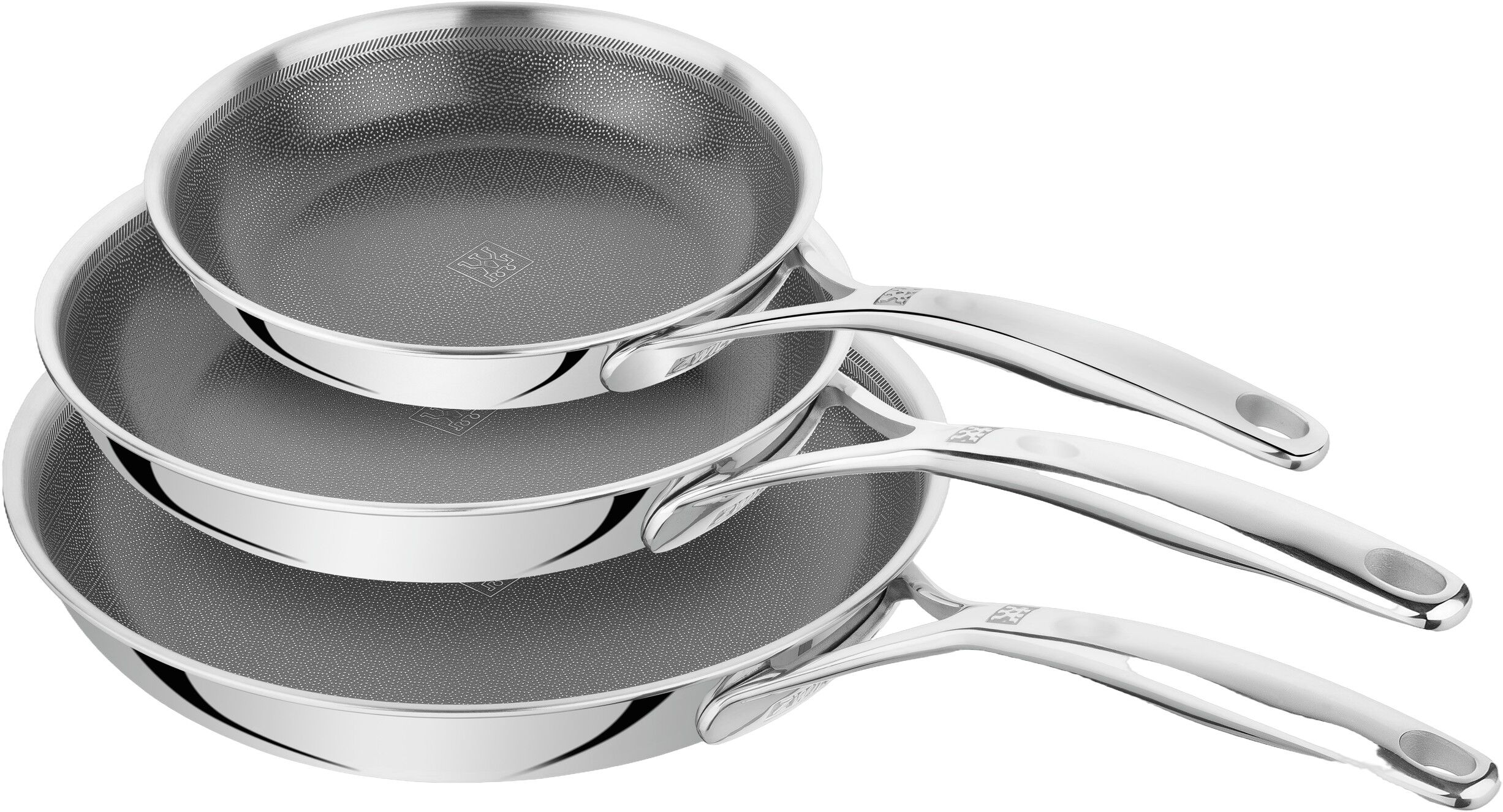 Fry pan set 3-pcs, 18/10 stainless steel