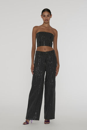 Sequin Twill Crop Top
