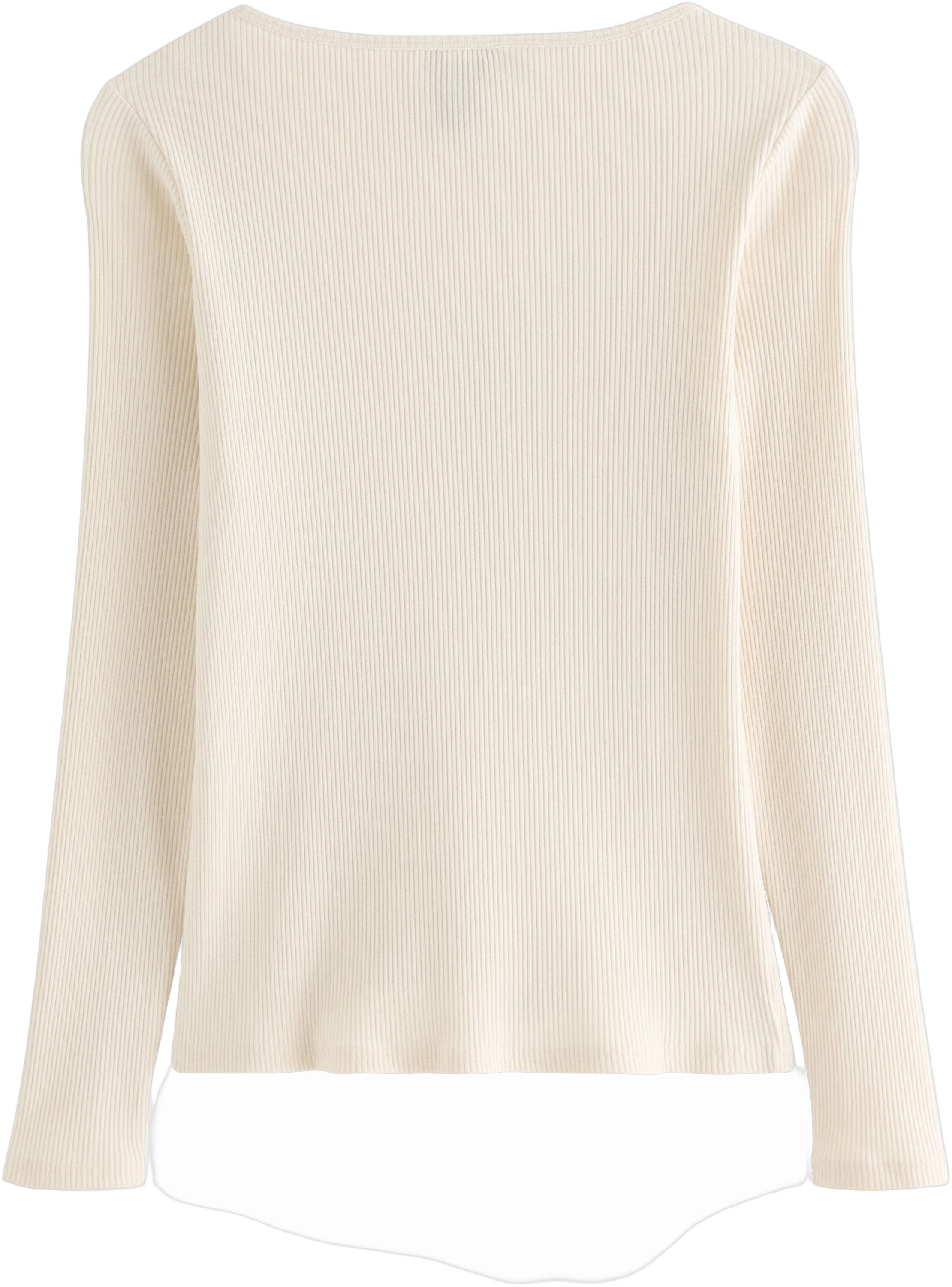 Lang&aelig;rmet top i rib med bindeb&aring;ndsd