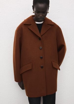 Wool-blend midi-coat with buttons