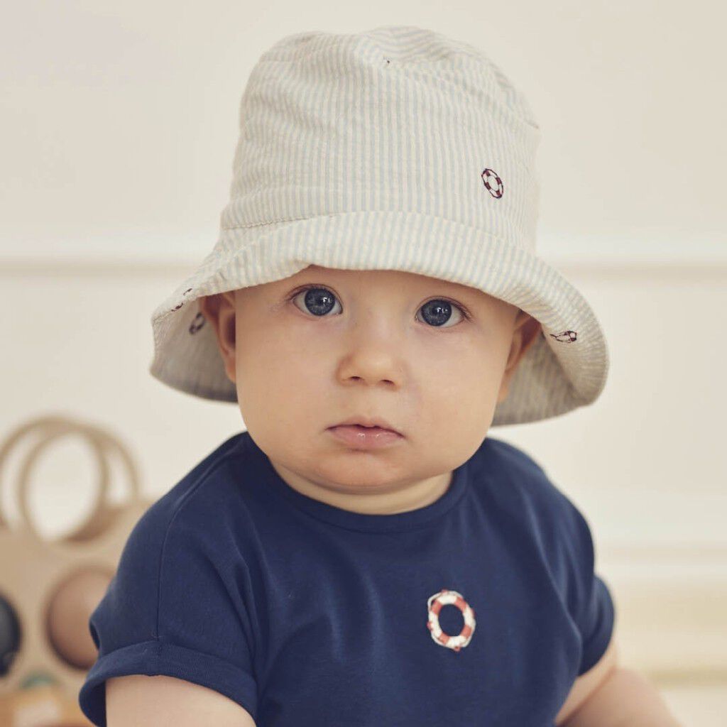Seersucker stripe bucket hat baby