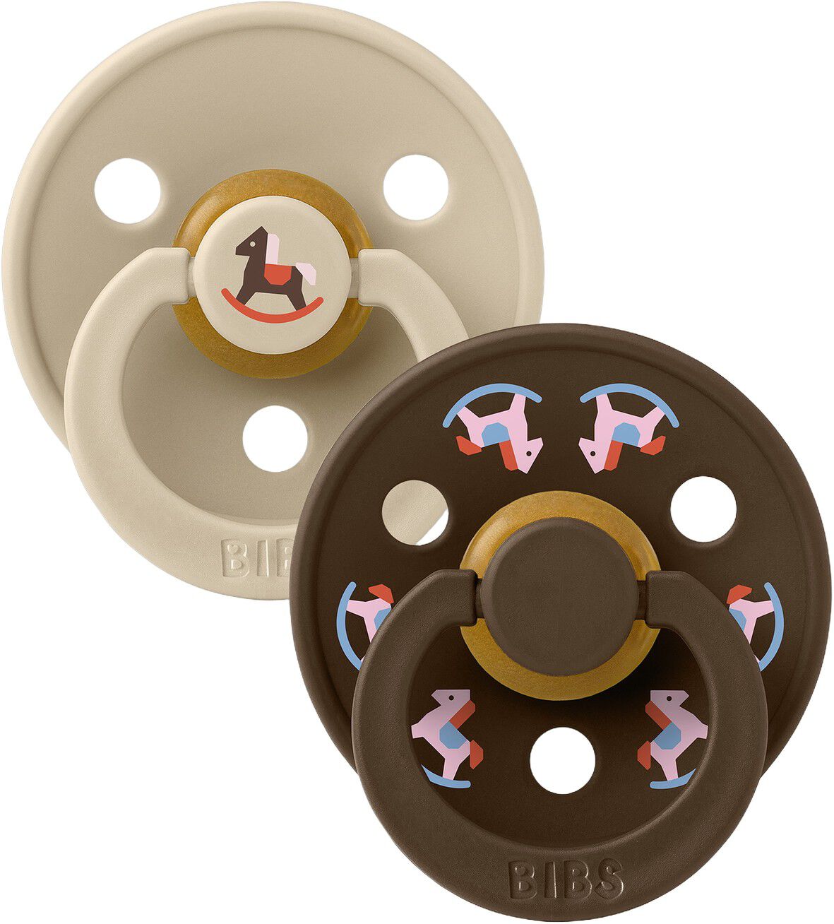 BIBS Pacifier Colour Holiday Horse 2 PACK Latex Size 2 Vanil