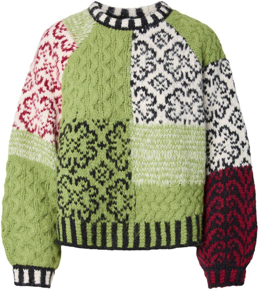 Pcfusion Ls O-Neck Colorblock Knit Bc