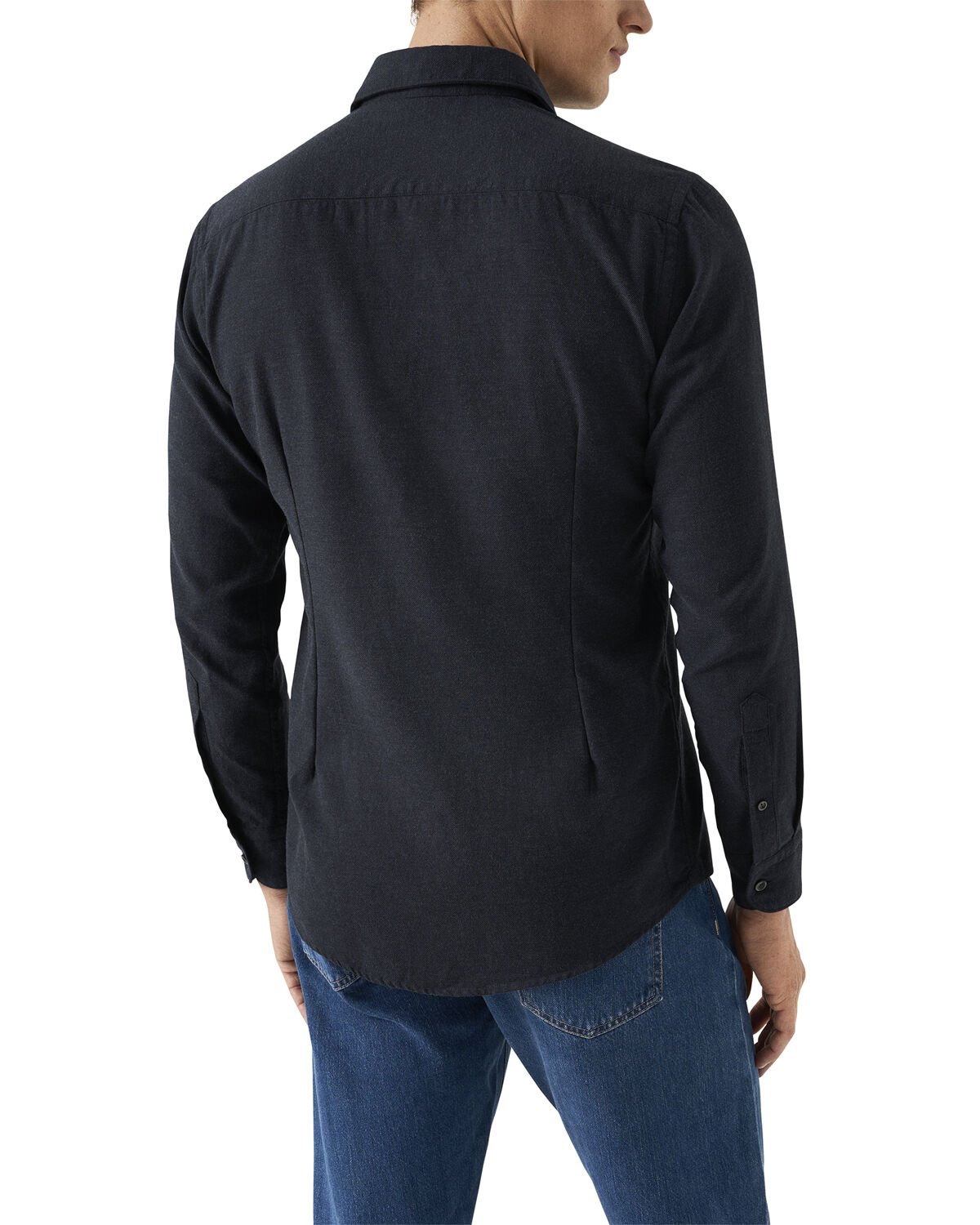 Slim Fit Navy Blue Flannel Shirt