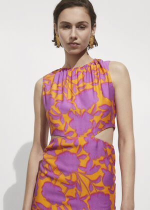 Printed dress with openings