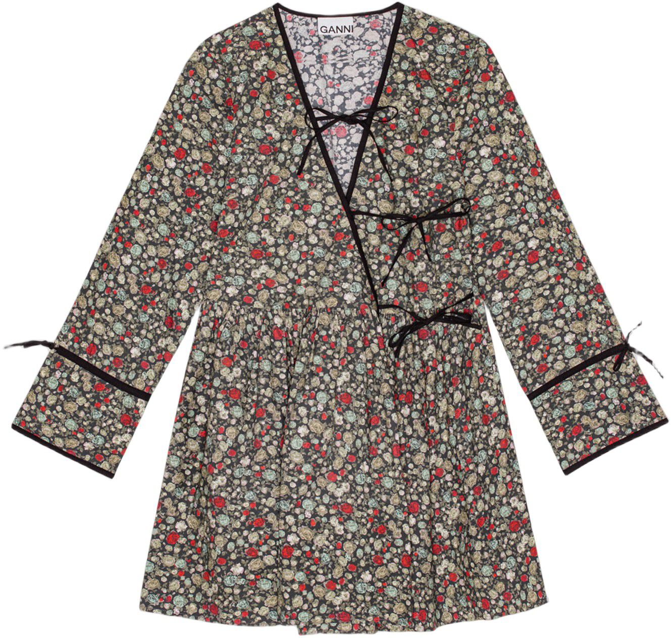 Printed Cotton Mini Wrap Dress