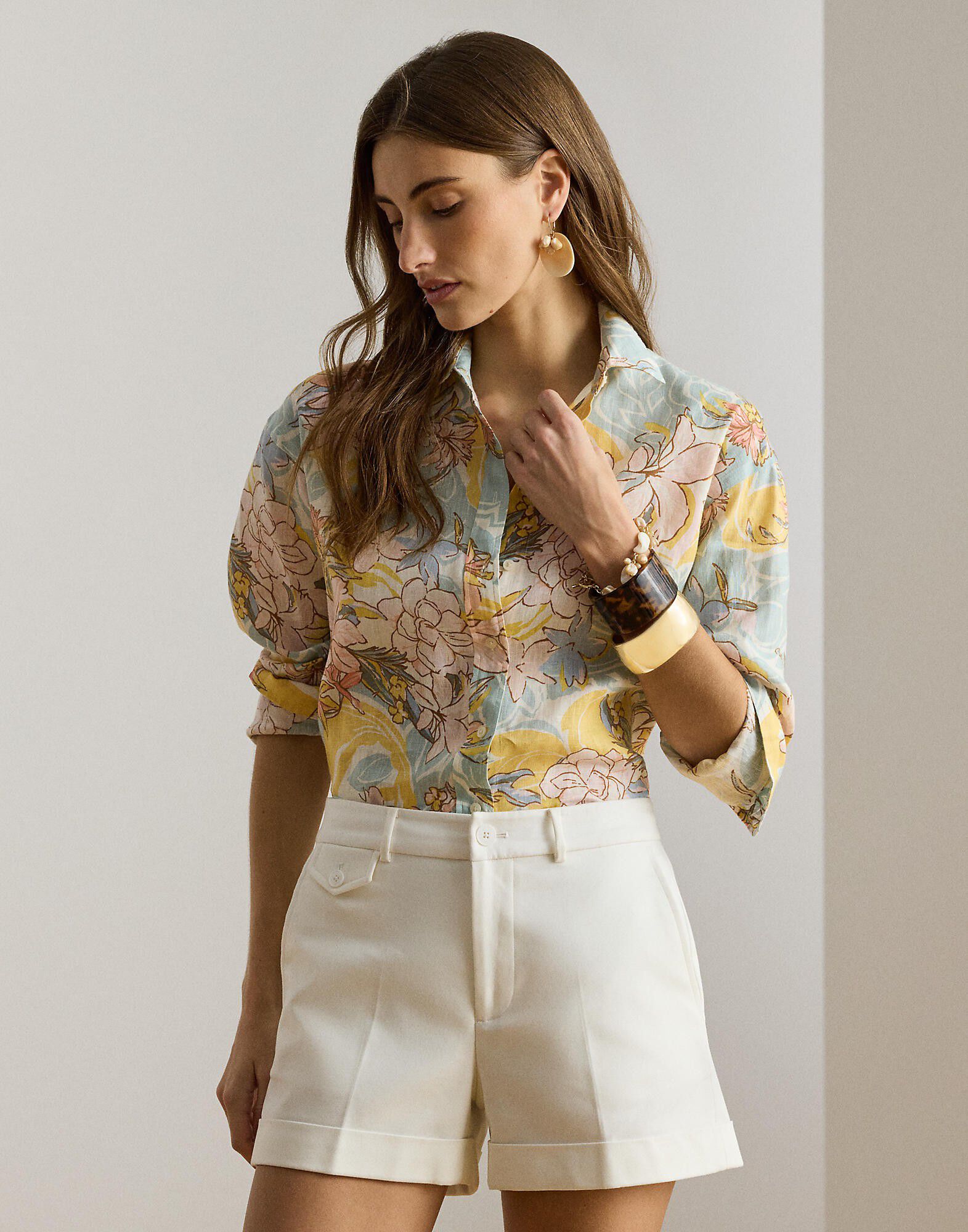 Relaxed Fit Floral Linen Shirt
