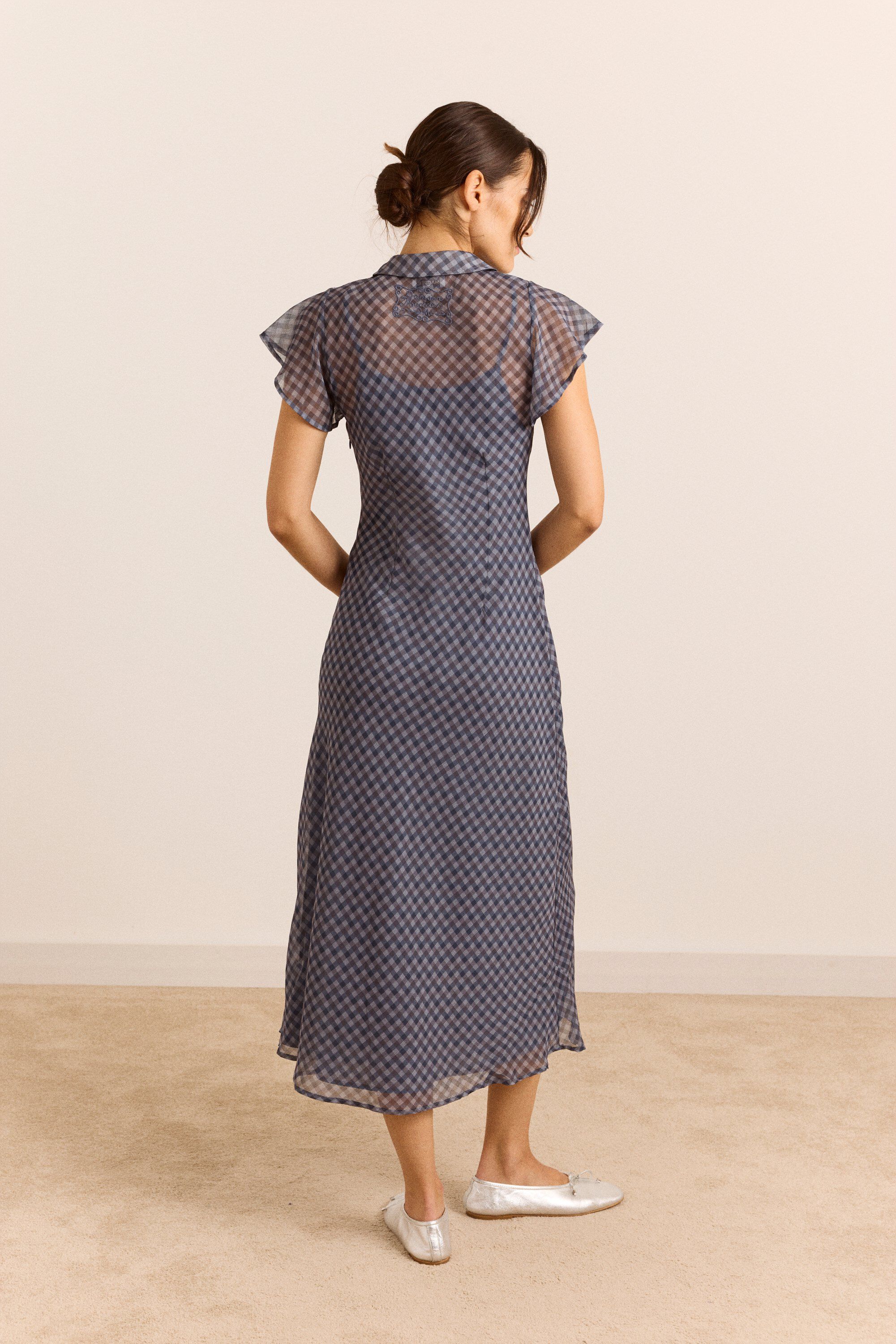 HUDSON MIDI DRESS - SHEER WILLOW GINGHAM