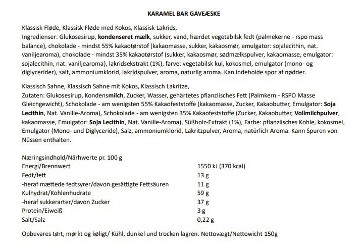 Karamel bar- Gave&aelig;ske 3 stk